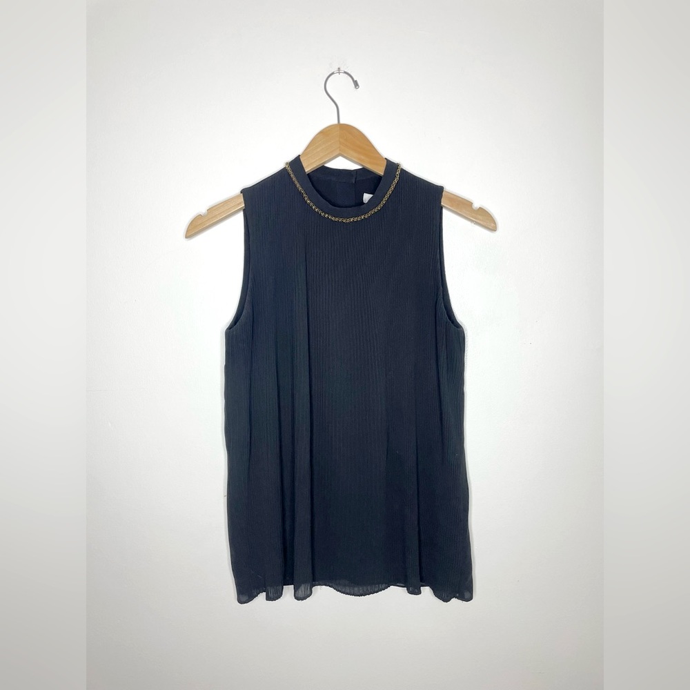 REISS black sleeveless accordion blouse 4 S